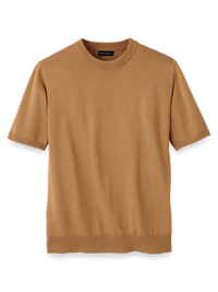 Supima Cotton Crew Neck Sweater - Light Brown