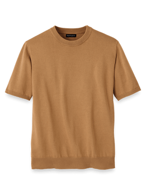 Supima Cotton Crew Neck Sweater - Light Brown