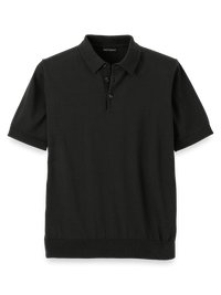 Supima Cotton Three Button Polo - Black