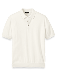 Supima Cotton Three Button Polo - Off White