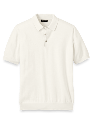 Supima Cotton Three Button Polo - Off White