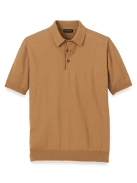 Supima Cotton Three Button Polo - Light Brown