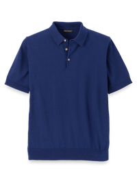 Supima Cotton Three Button Polo - Navy