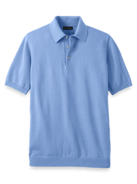 Supima Cotton Three Button Polo - Blue