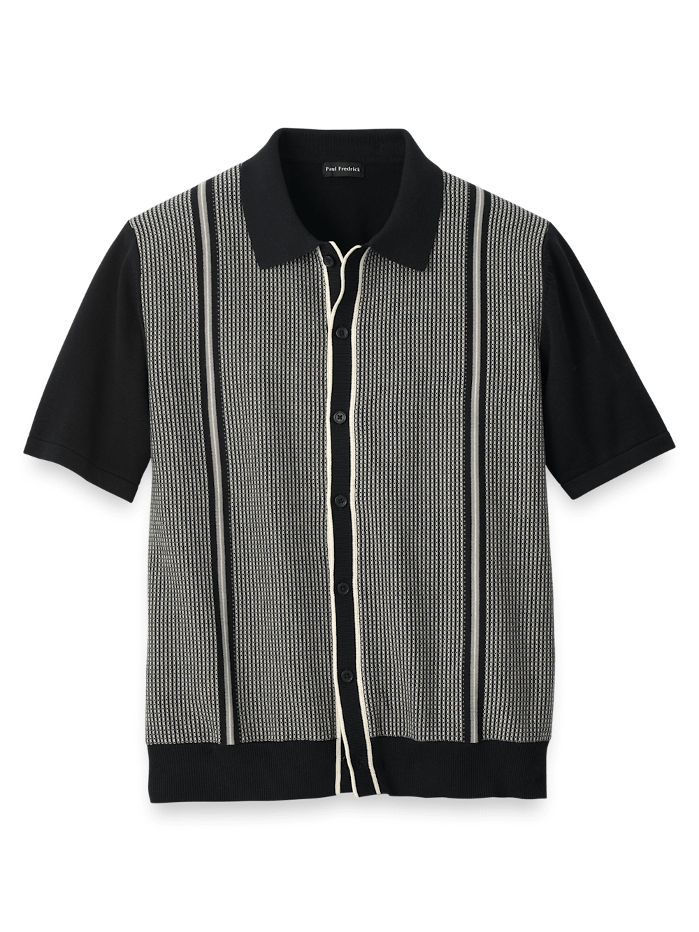 Product Image of Cotton Button Front Polo-Black