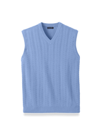 Cotton V-neck Vest - Blue