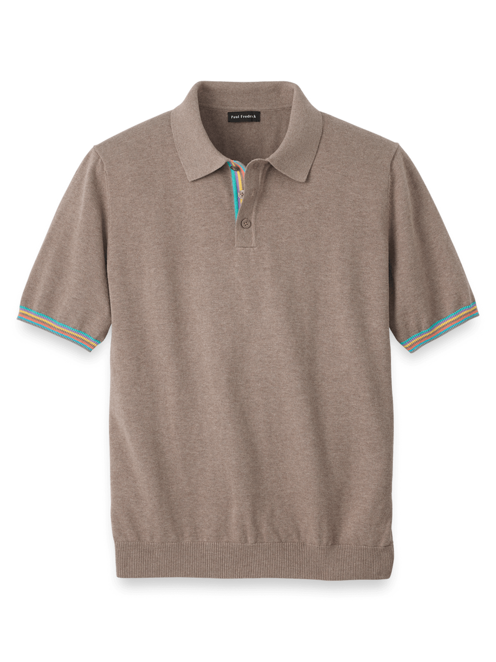 Product Image of Cotton Three Button Polo-Brown