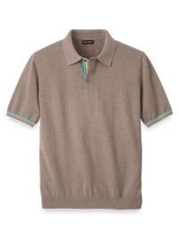 Cotton Three Button Polo - Brown