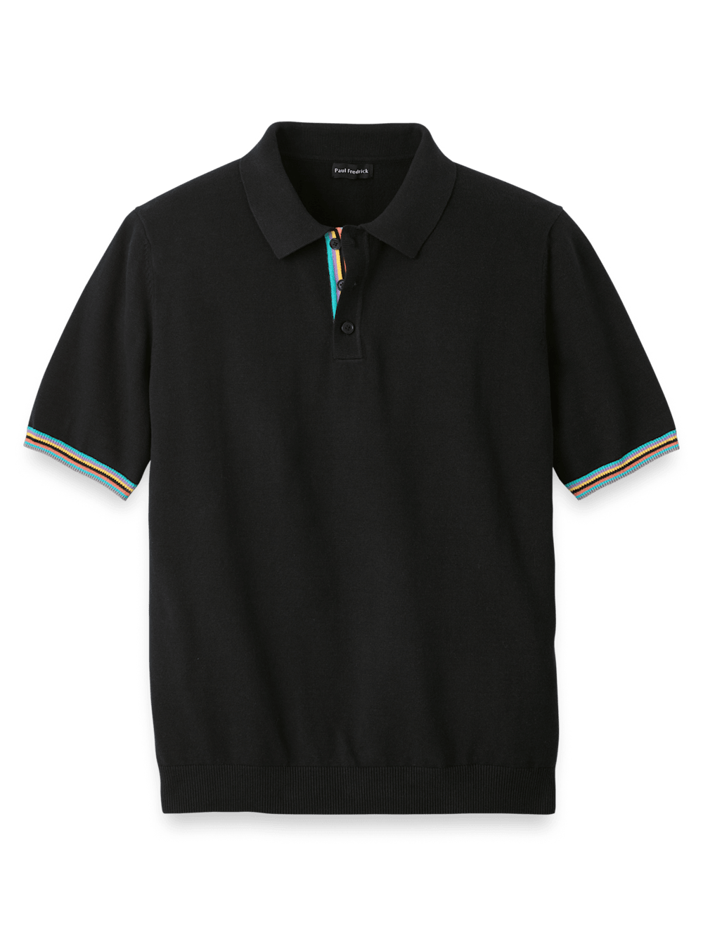 Product Image of Cotton Three Button Polo-Black