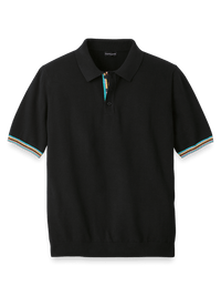 Cotton Three Button Polo - Black