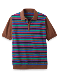 Cotton Quarter Zip Polo - Multi