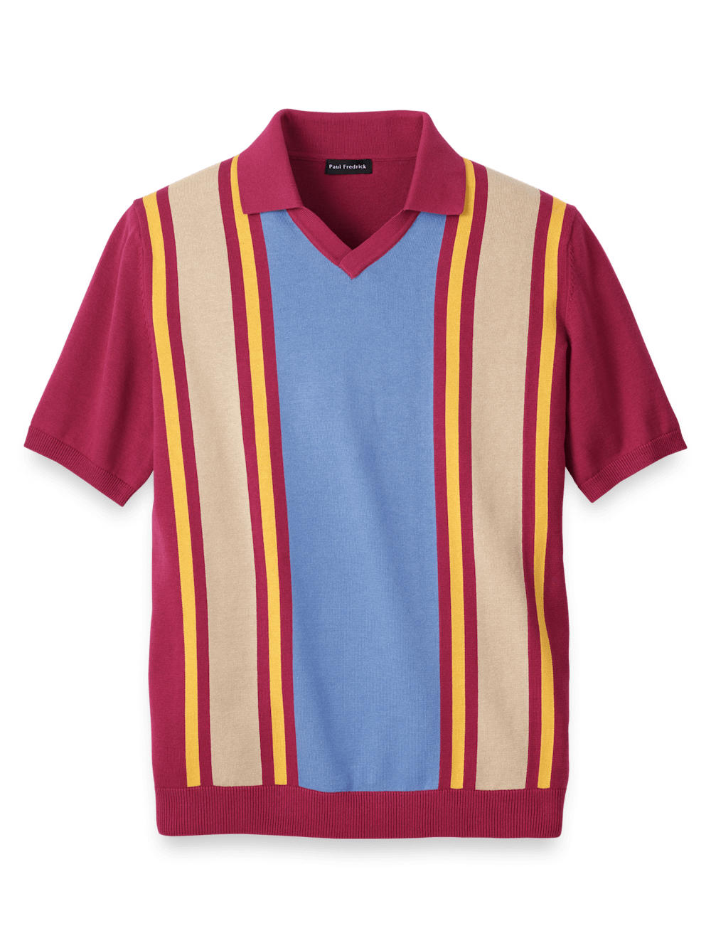 Product Image of Cotton V-neck Polo-Burgundy