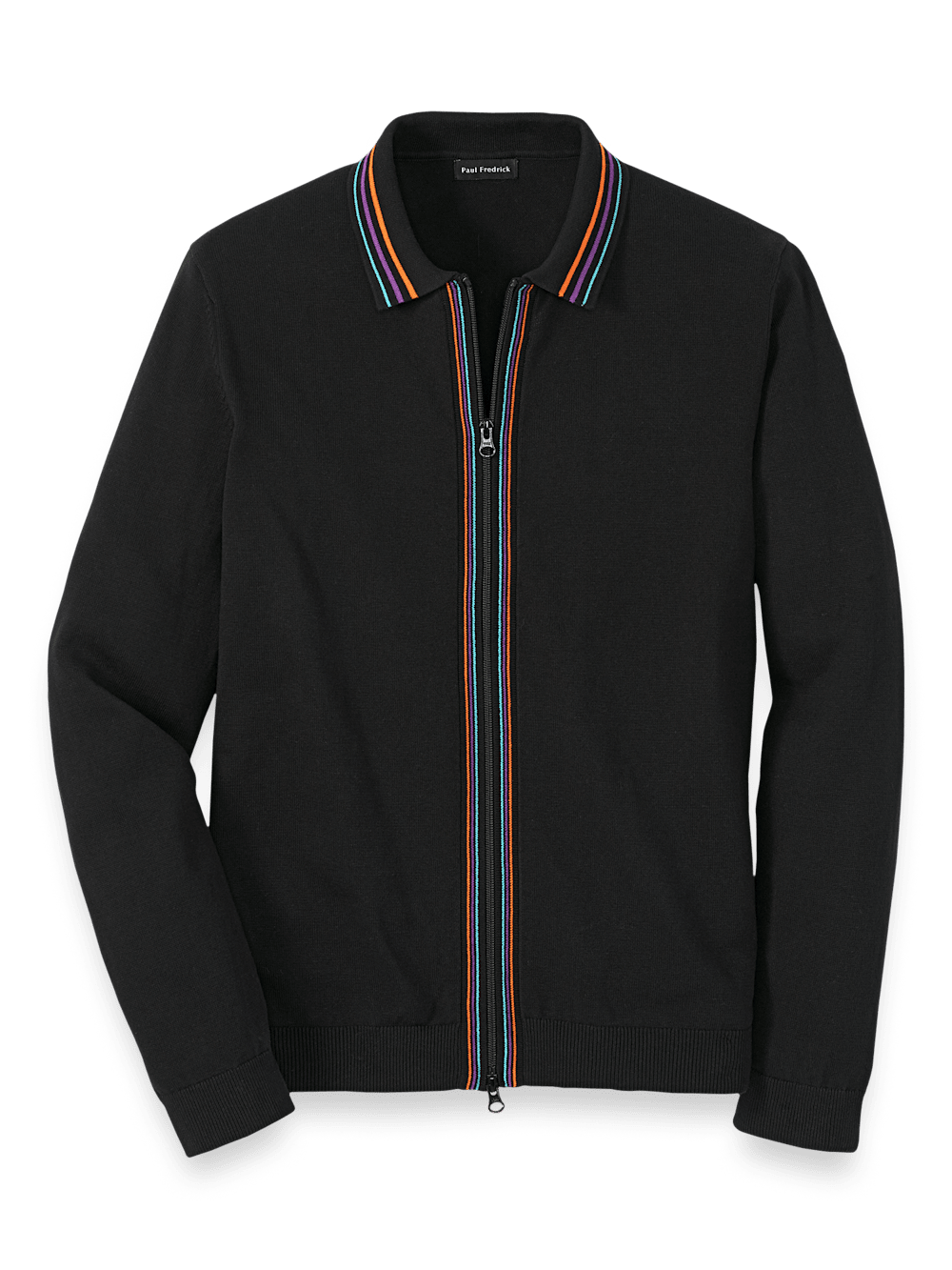 Product Image of Cotton Full Zip Polo-Black