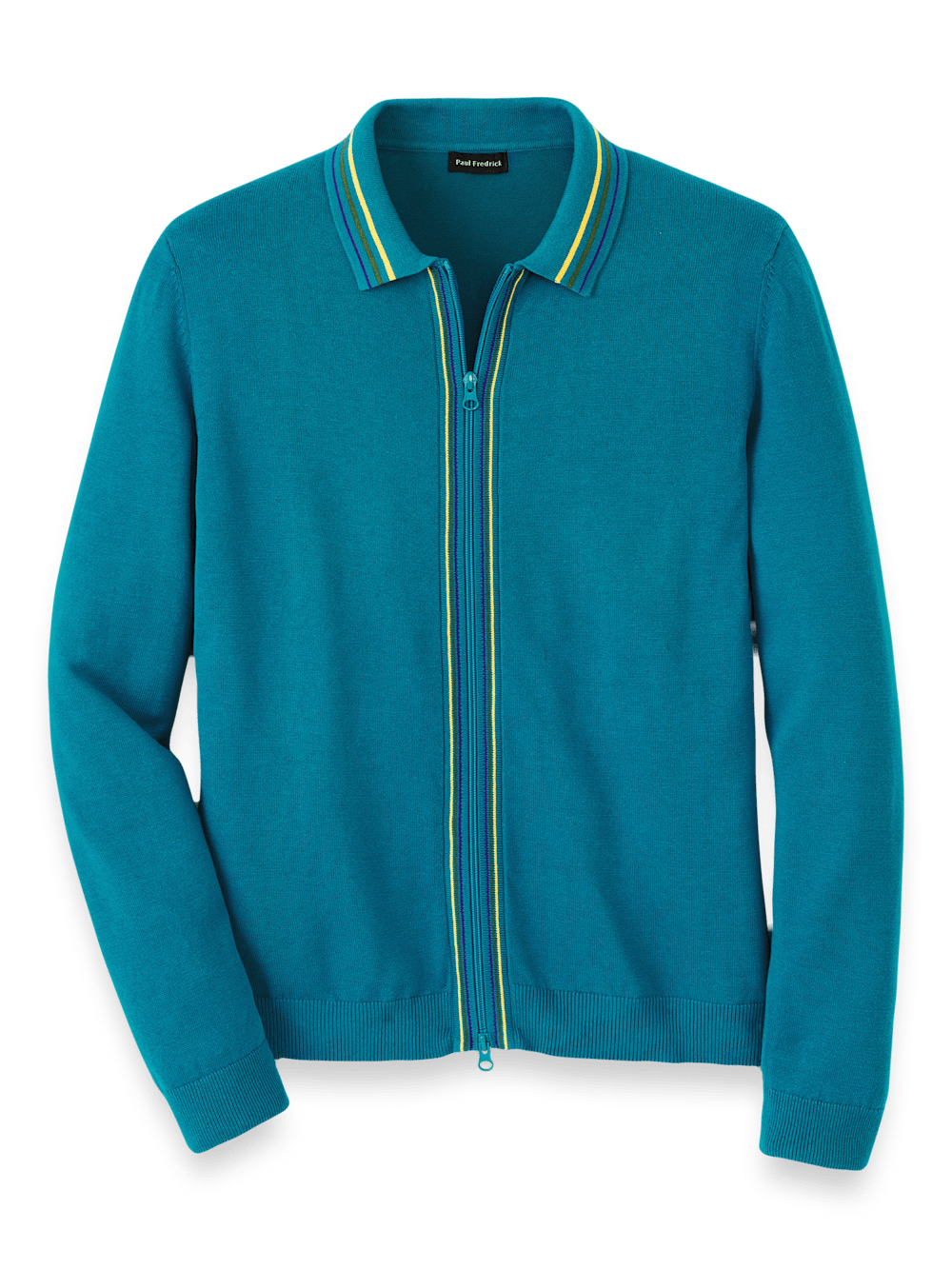 Product Image of Cotton Full Zip Polo-Teal