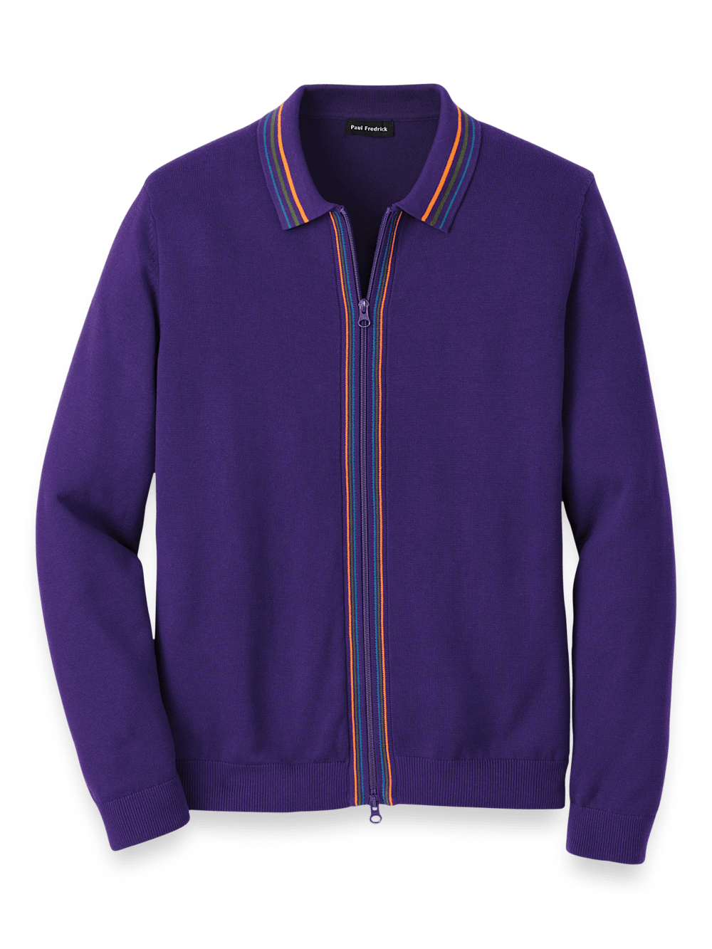 Product Image of Cotton Full Zip Polo-Purple