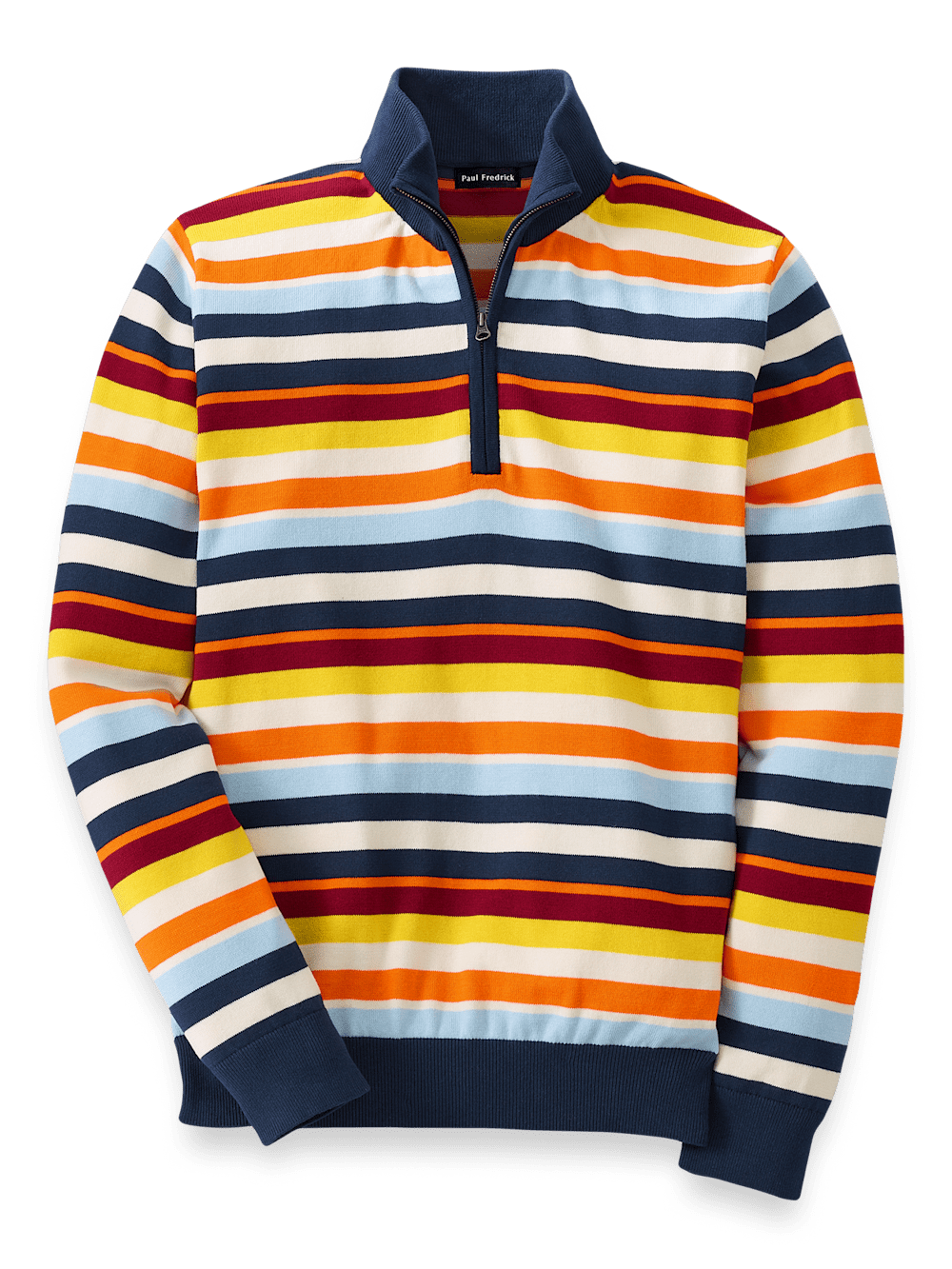 Product Image of Cotton Quarter Zip Mock Neck Sweater-Multi