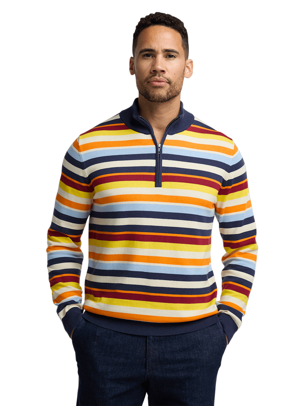 Alternate Image of Cotton Quarter Zip Mock Neck Sweater-1