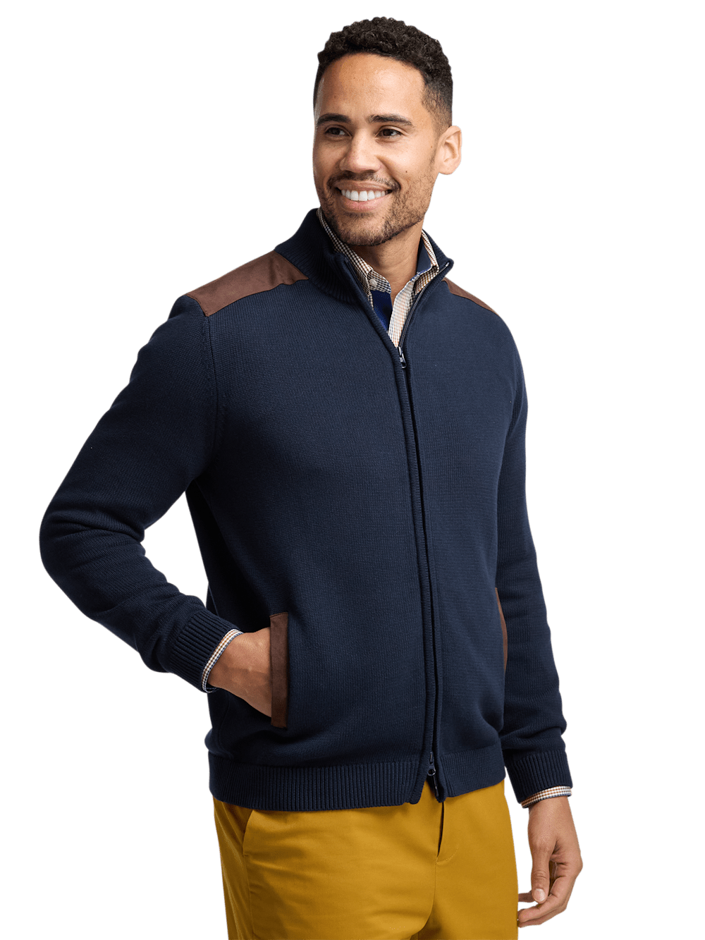 Alternate Image of Cotton Full Zip Mock Neck Sweater-1