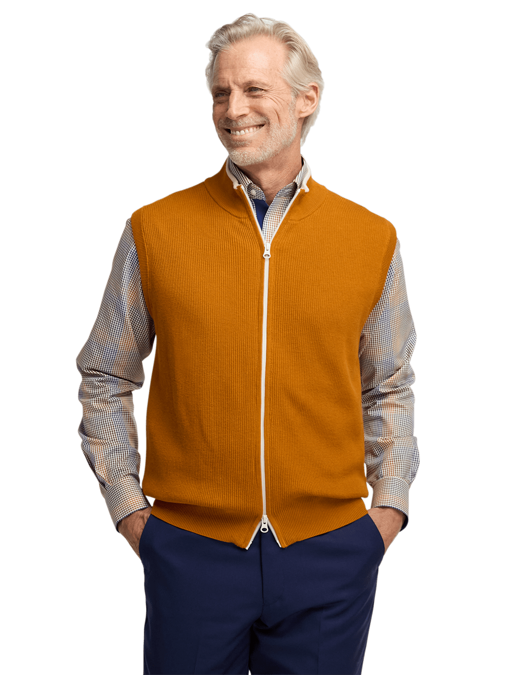 Alternate Image of Cotton Full Zip Mock Neck Vest-1