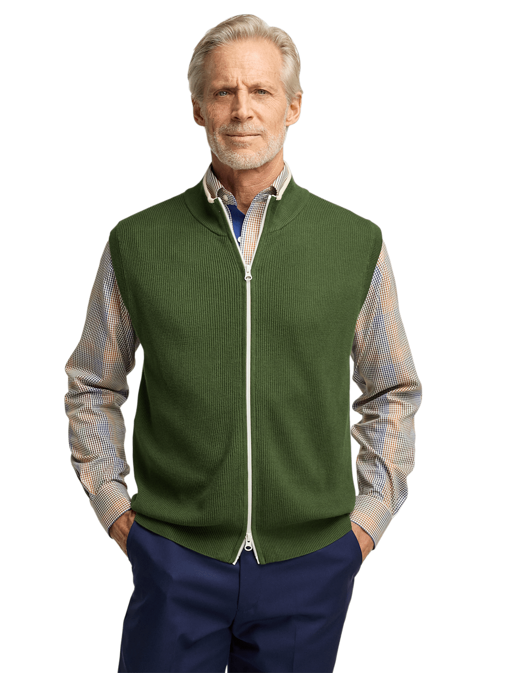 Alternate Image of Cotton Full Zip Mock Neck Vest-1