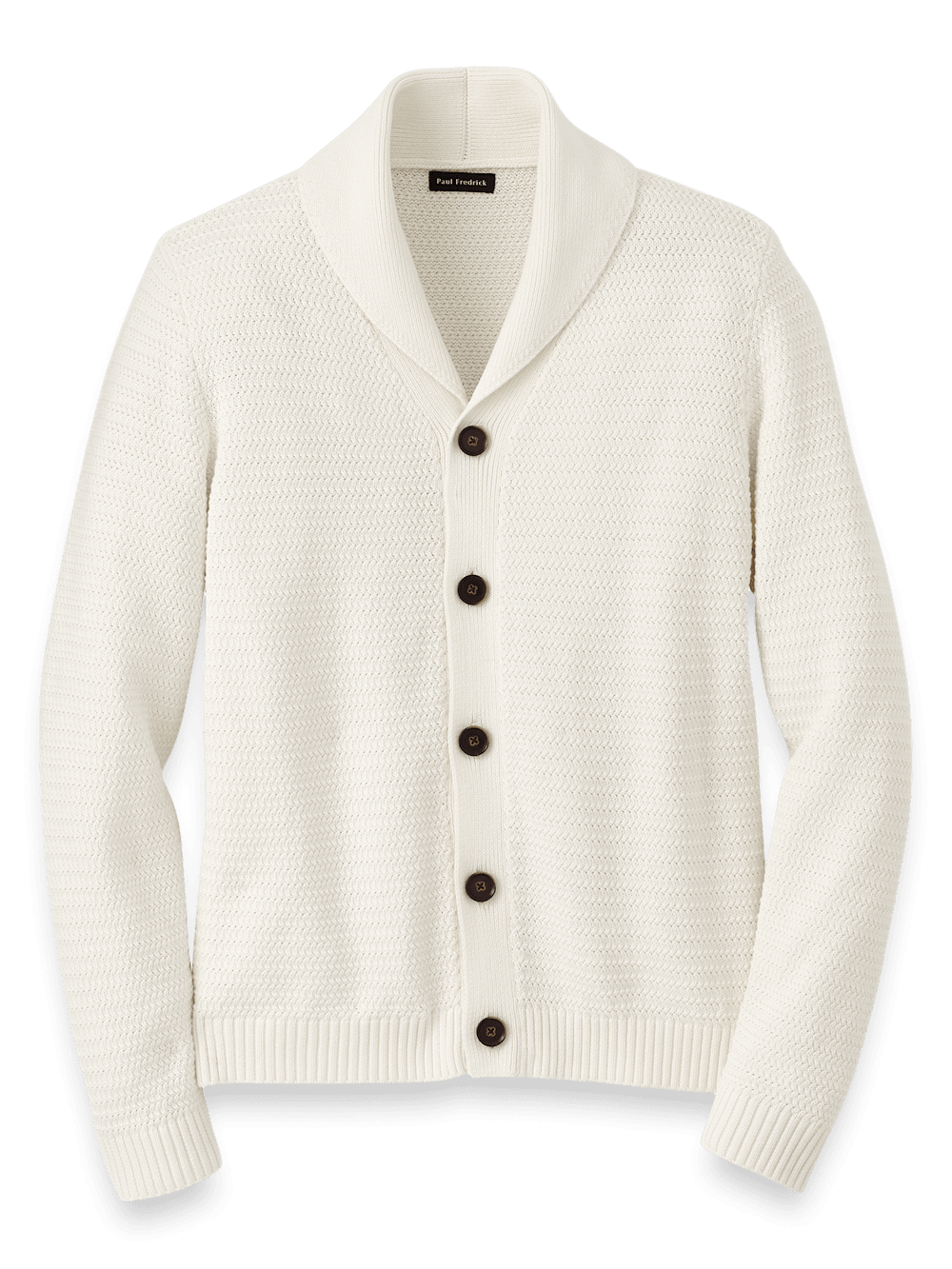 Product Image of Cotton Button Front Shawl Collar Cardigan Sweater-Ivory