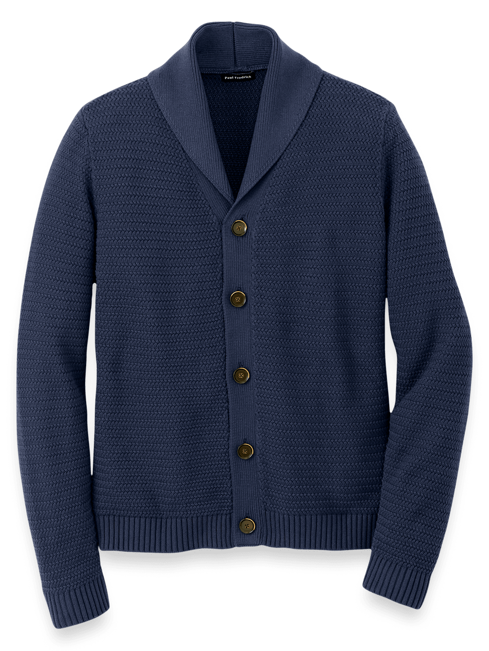 Product Image of Cotton Button Front Shawl Collar Cardigan Sweater-Navy