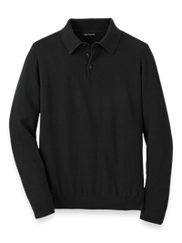 Supima Cotton Three Button Polo - Black