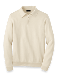 Supima Cotton Three Button Polo - Ivory