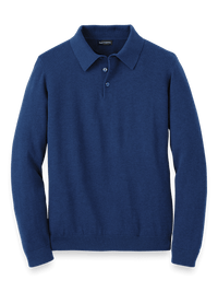 Supima Cotton Three Button Polo - Dark Blue