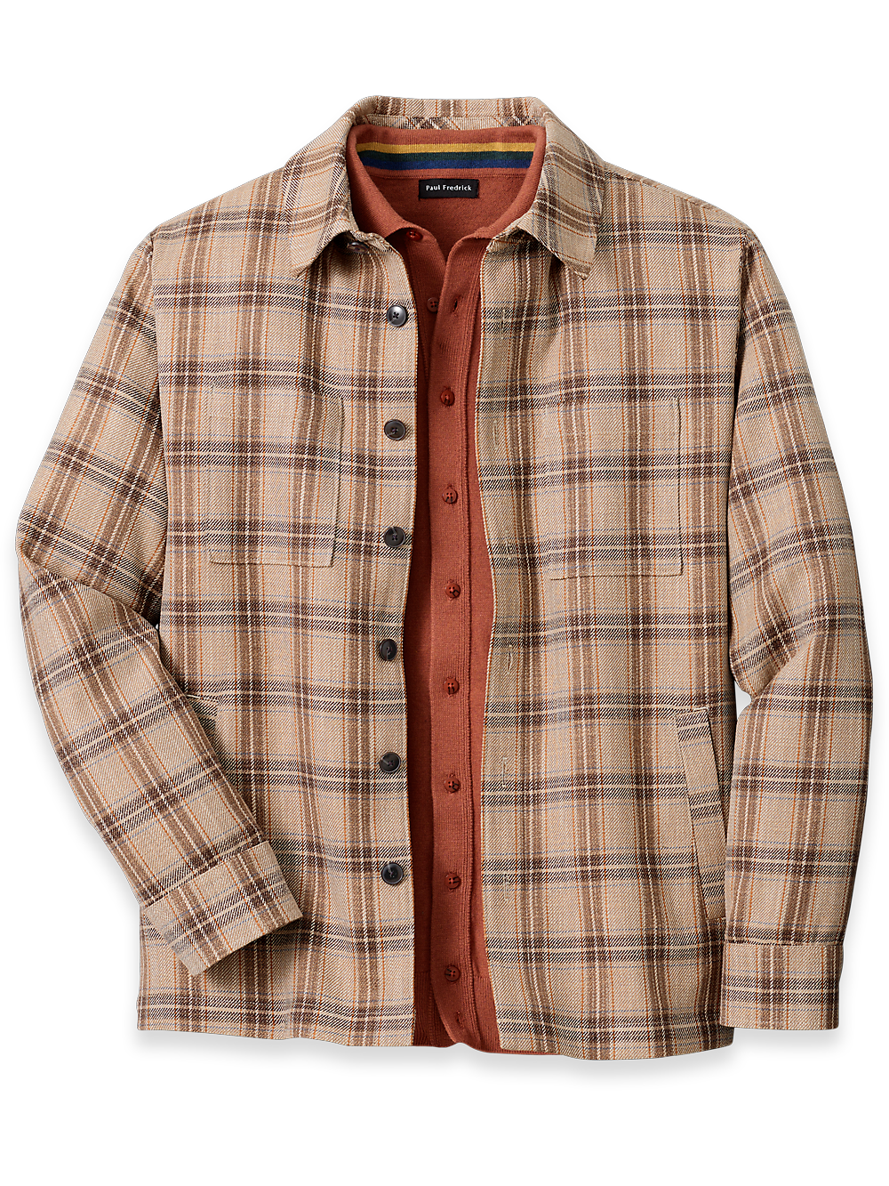 Product Image of Wool Blend Plaid Shirt Jacket-Tan Plaid