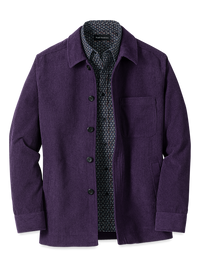 Microfiber Corduroy Shirt Jacket - Purple