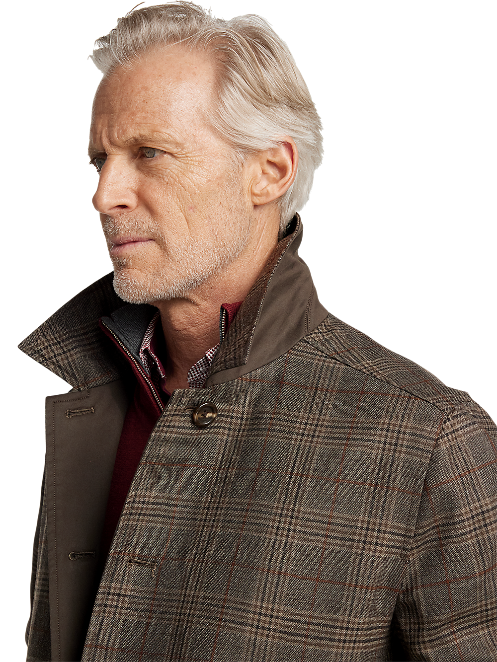 Alternate Image of Wool / Cotton Stretch Reversible Plaid Trench Coat-2