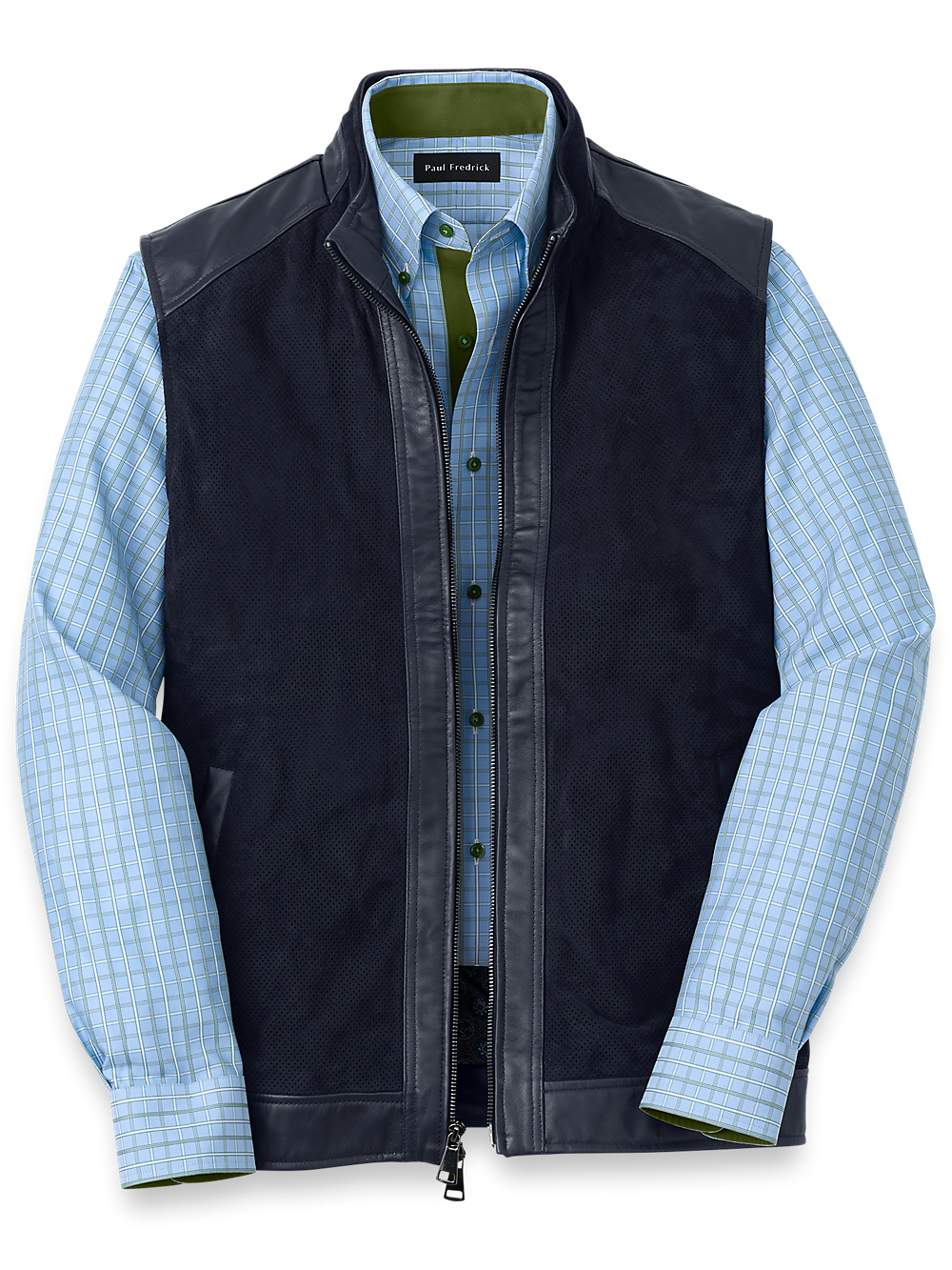 Product Image of Perforated Suede Vest-Navy