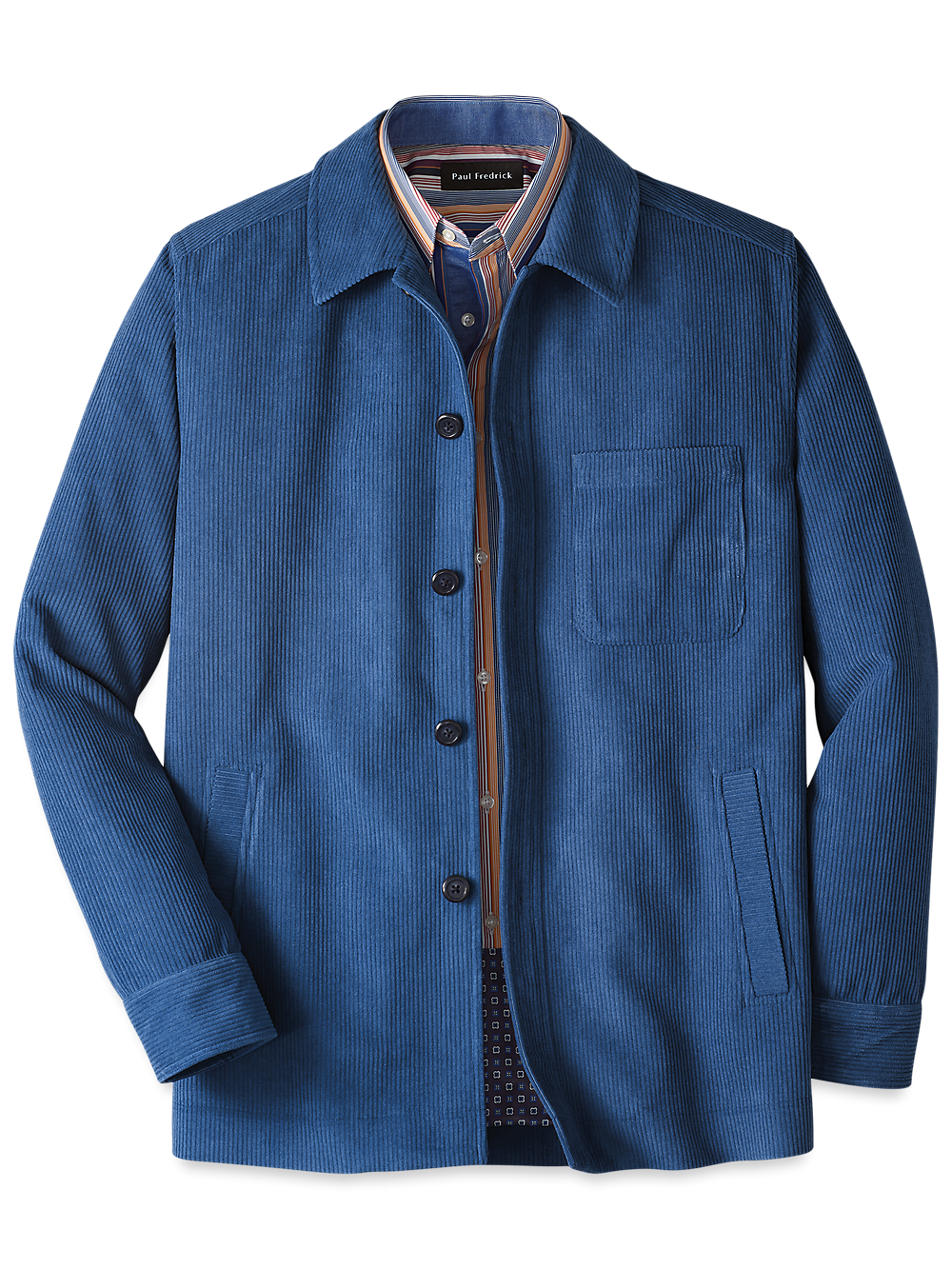 Product Image of Microfiber Corduroy Shirt Jacket-Blue