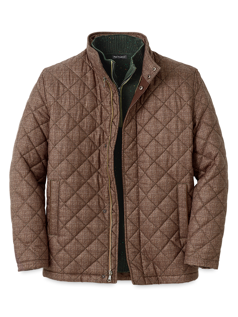 Product Image of Microfiber Houndstooth Quilted Jacket-Multi