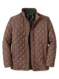 Microfiber Houndstooth Quilted Jacket - Multi