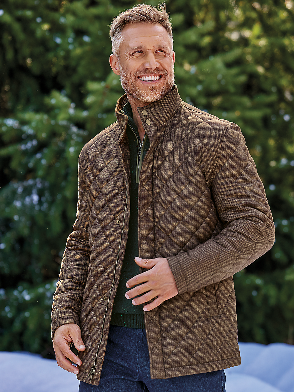 Alternate Image of Microfiber Houndstooth Quilted Jacket-1