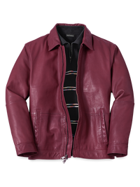 Leather Bomber Jacket - Burgundy