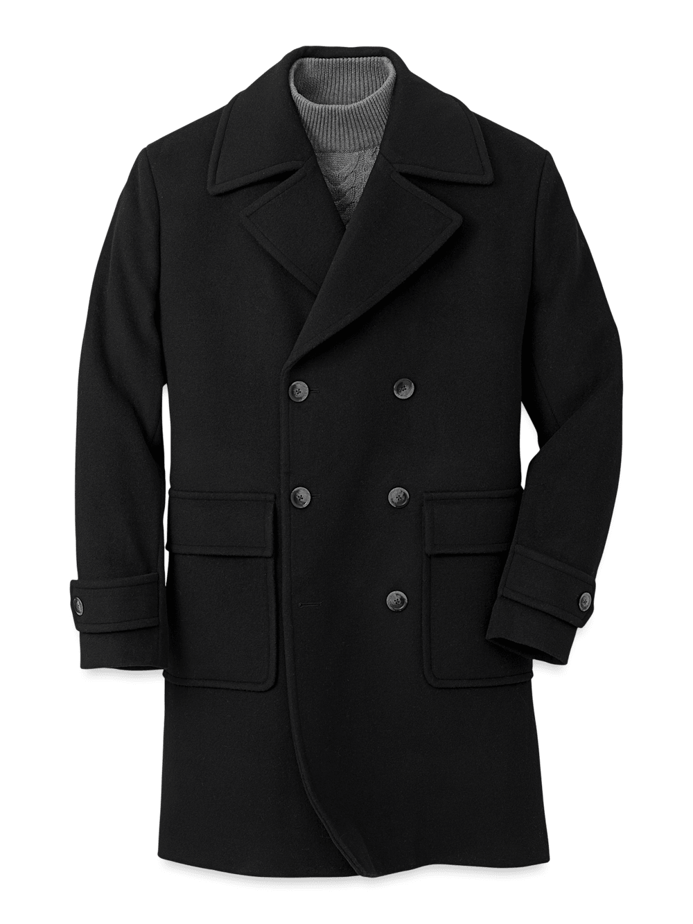 Product Image of Wool Double Breasted Topcoat-Black