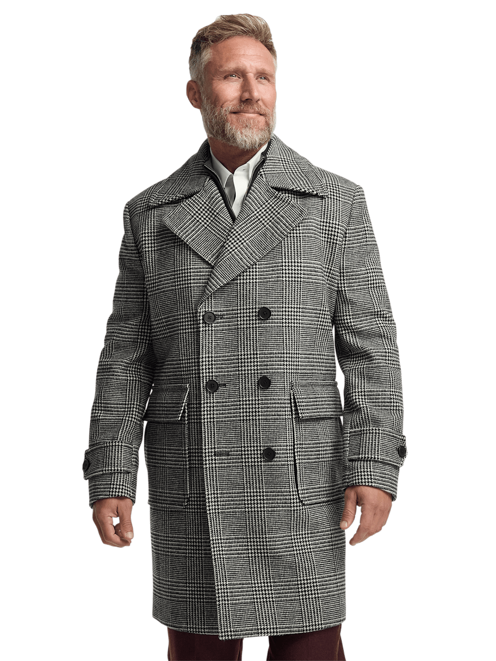 Alternate Image of Wool Blend Plaid Double Breasted Topcoat-1