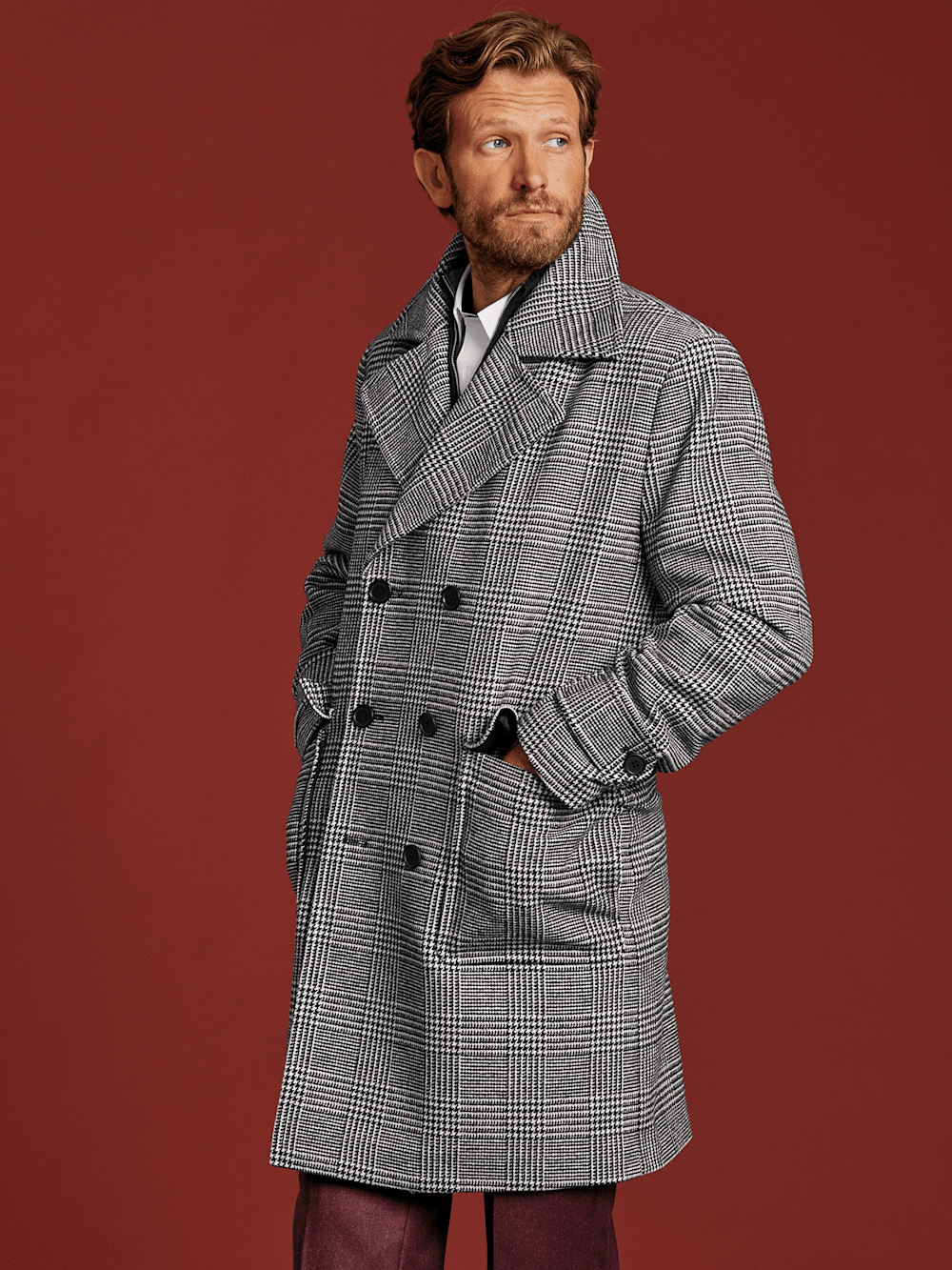 Alternate Image of Wool Blend Plaid Double Breasted Topcoat-8