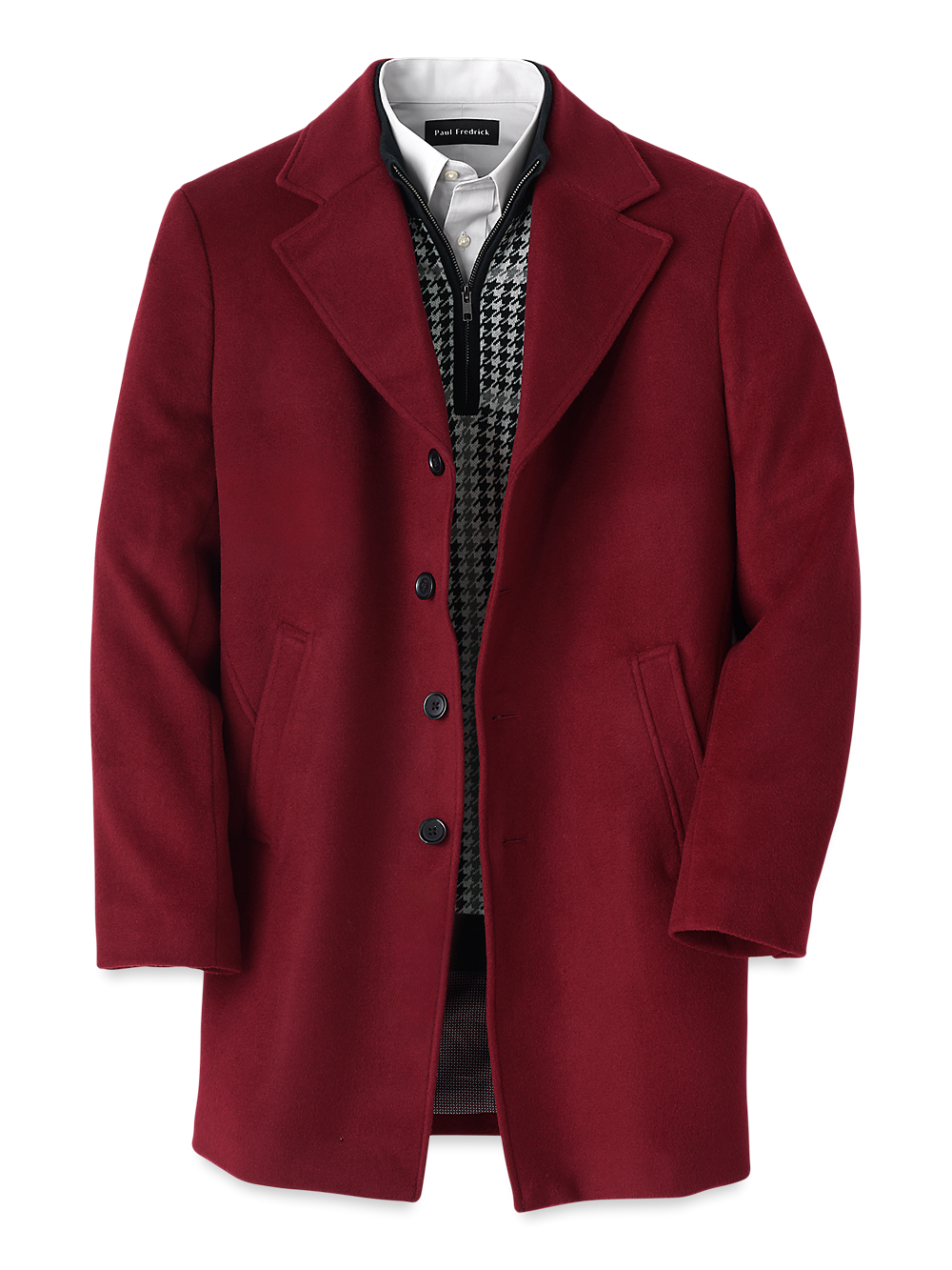 Product Image of Wool Single Breasted Top Coat-Red