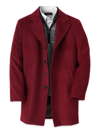 Wool Single Breasted Topcoat - Red