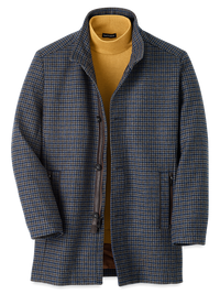 Wool Blend Check Carcoat - Multi