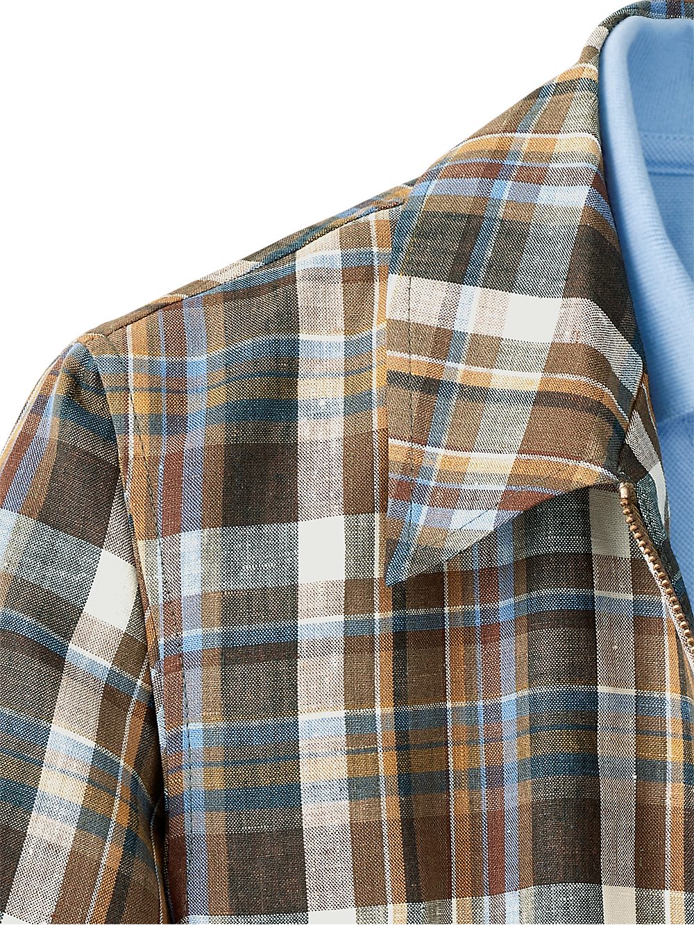 Alternate Image of Linen Plaid Bomber Jacket-3