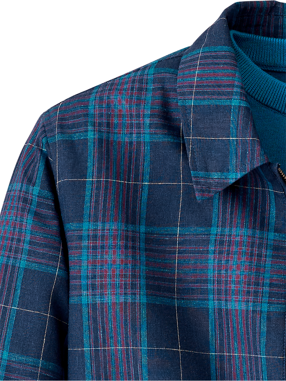 Alternate Image of Linen Blend Plaid Bomber Jacket-3