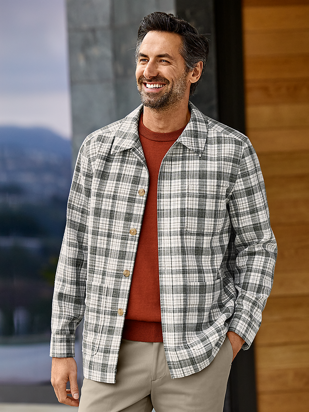 Alternate Image of Italian Wool Blend Plaid Shirt Jacket-1