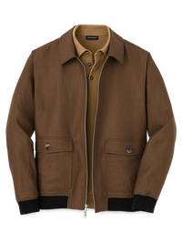 Linen Bomber Jacket - Light Brown