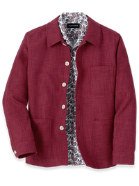 Cotton Blend Shirt Jacket - Berry