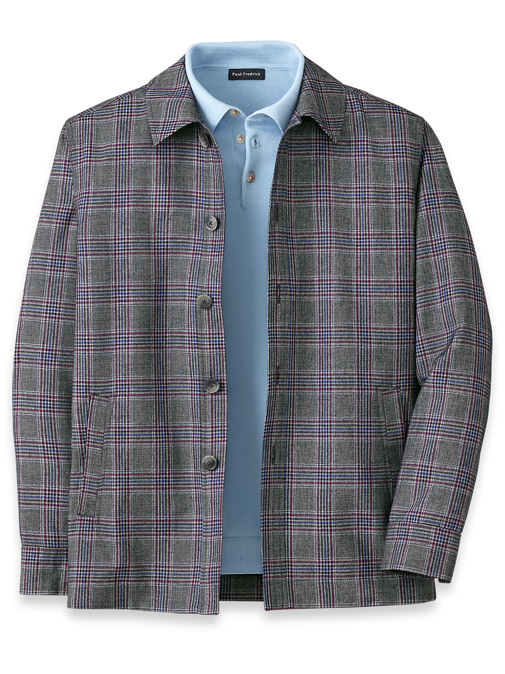 Product Image of Microfiber Plaid Shirt Jacket-Charcoal